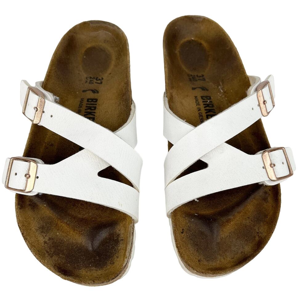 Birkenstock Yao Sandals White Double Buckle 37 L6M4 - Picture 14 of 14